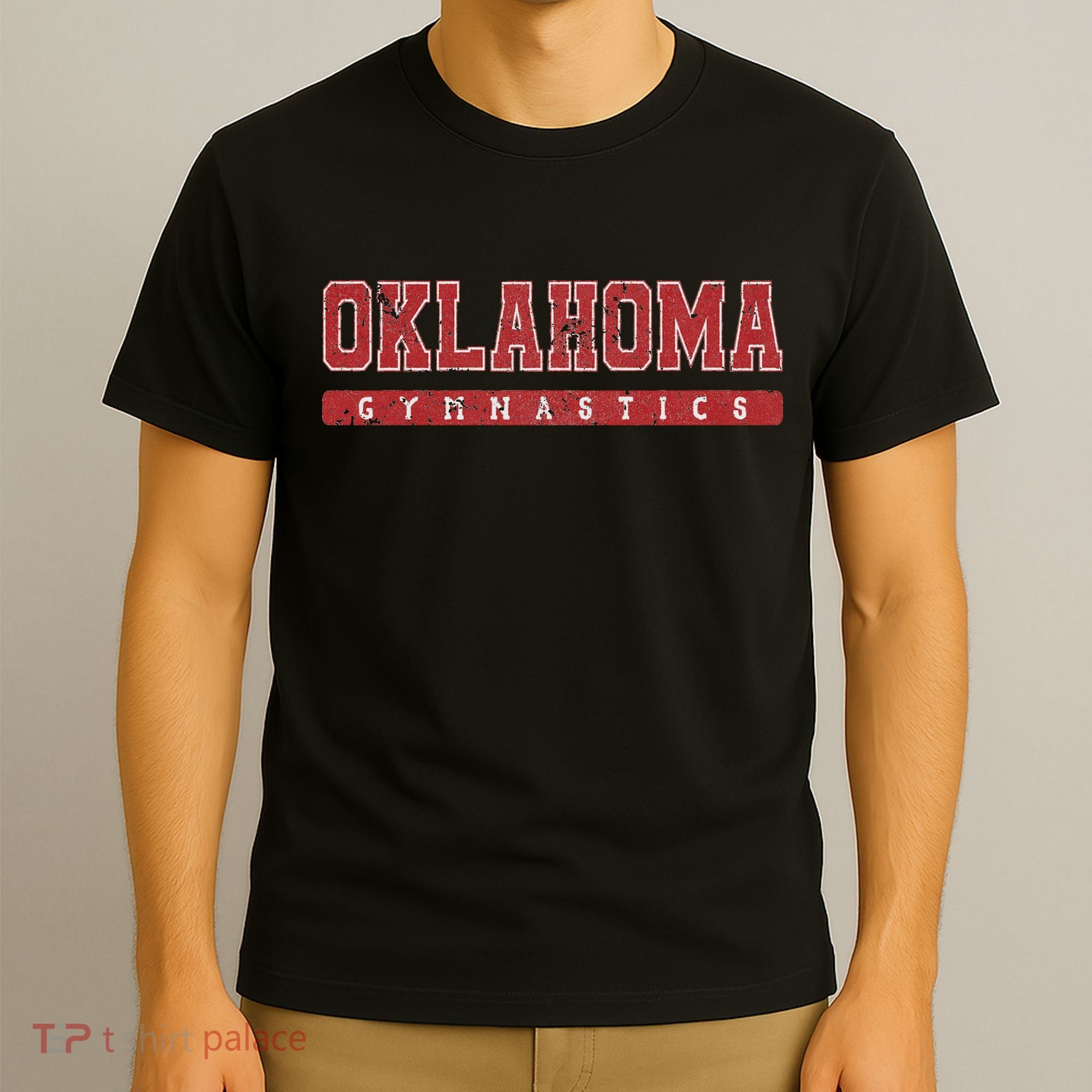 Oklahoma Gymnastics Red Vintage Text T-Shirt