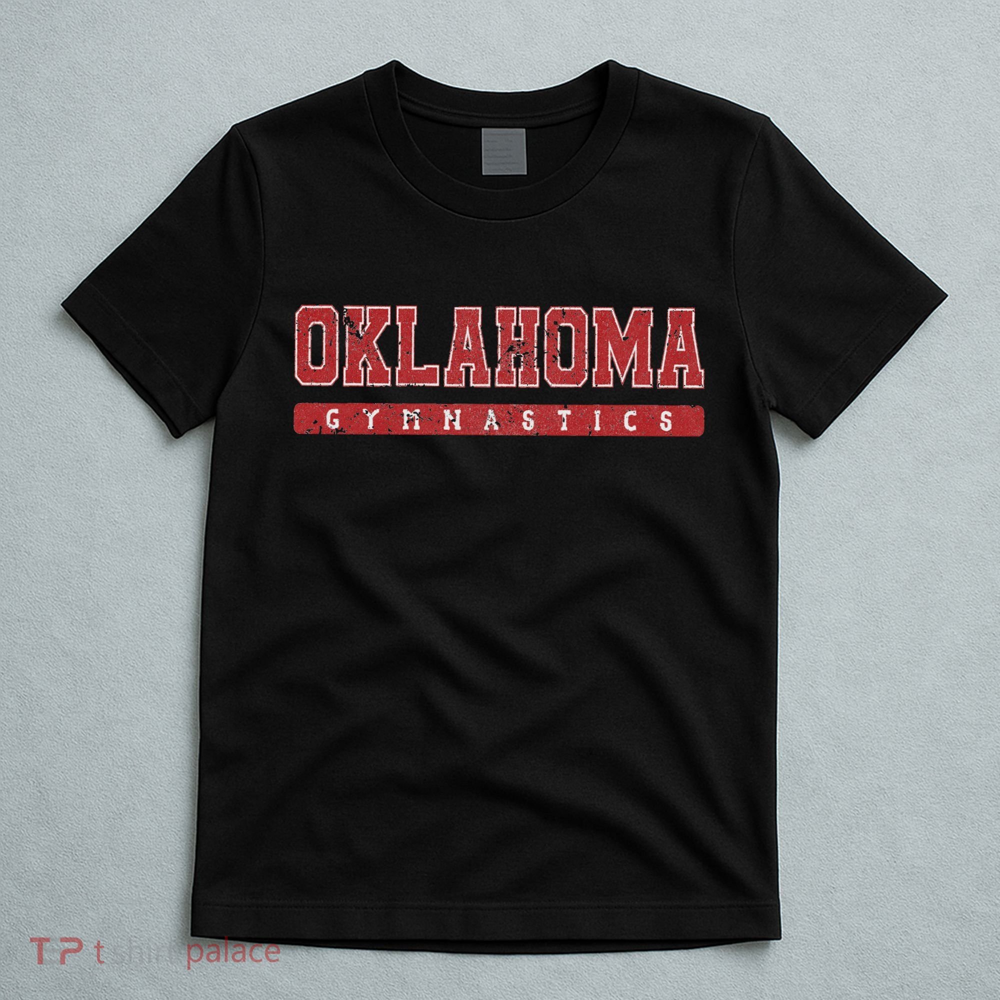 Oklahoma Gymnastics Red Vintage Text T-Shirt