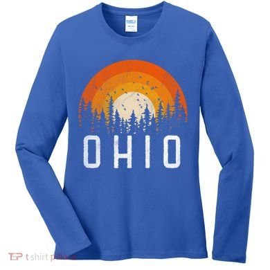 Ohio Gift Retro Style Vintage 70s 80s 90s Gift Women's Long Sleeve Shirt