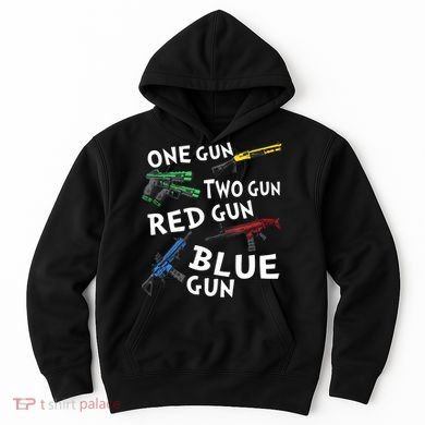 One Gun Two Gun Red Gun Blue Gun Hoodie