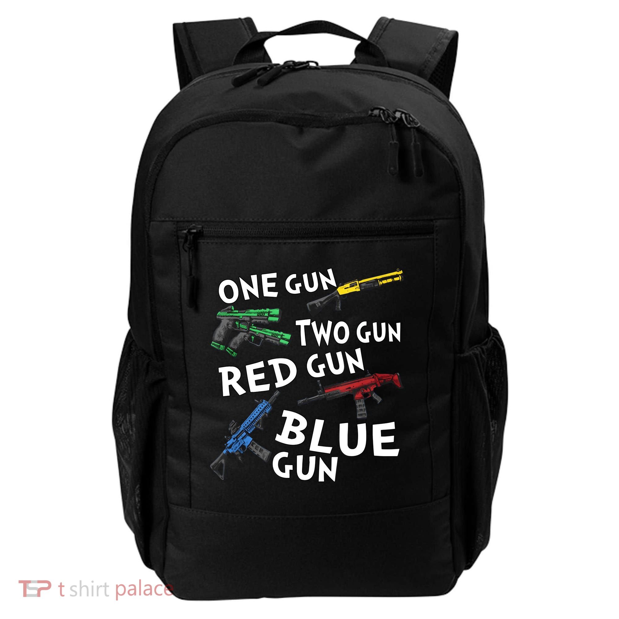 One Gun Two Gun Red Gun Blue Gun Backpack