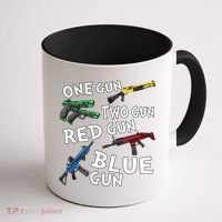 One Gun Two Gun Red Gun Blue Gun Coffee Mug thumb 1