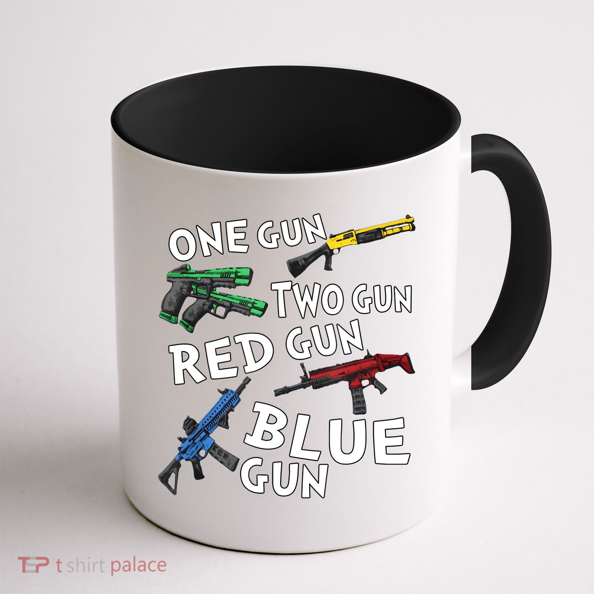One Gun Two Gun Red Gun Blue Gun Coffee Mug