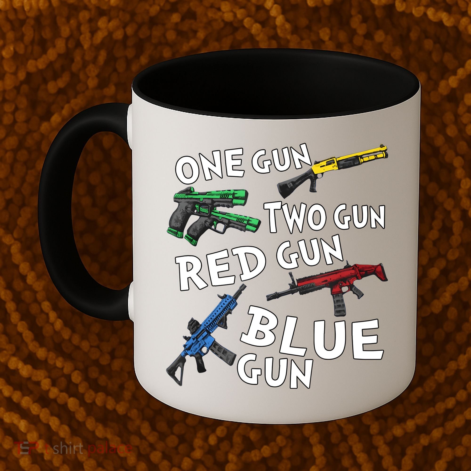 One Gun Two Gun Red Gun Blue Gun Coffee Mug