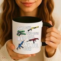 One Gun Two Gun Red Gun Blue Gun Coffee Mug thumb 3