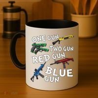 One Gun Two Gun Red Gun Blue Gun Coffee Mug thumb 4