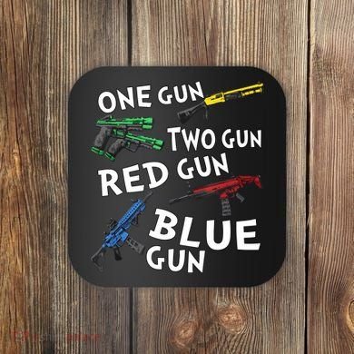One Gun Two Gun Red Gun Blue Gun Coaster