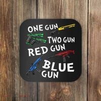 One Gun Two Gun Red Gun Blue Gun Coaster thumb 0