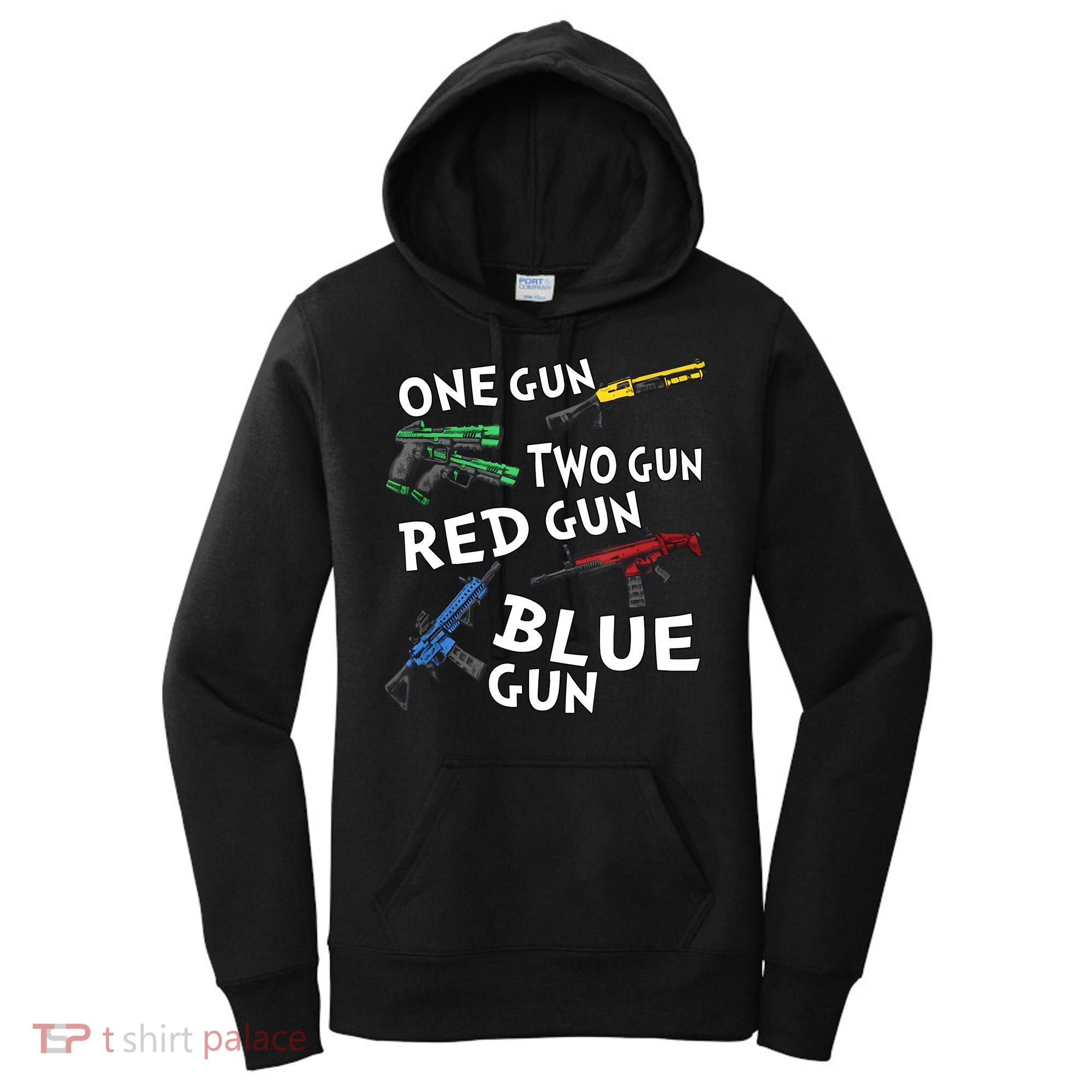 One Gun Two Gun Red Gun Blue Gun Women's Hoodie