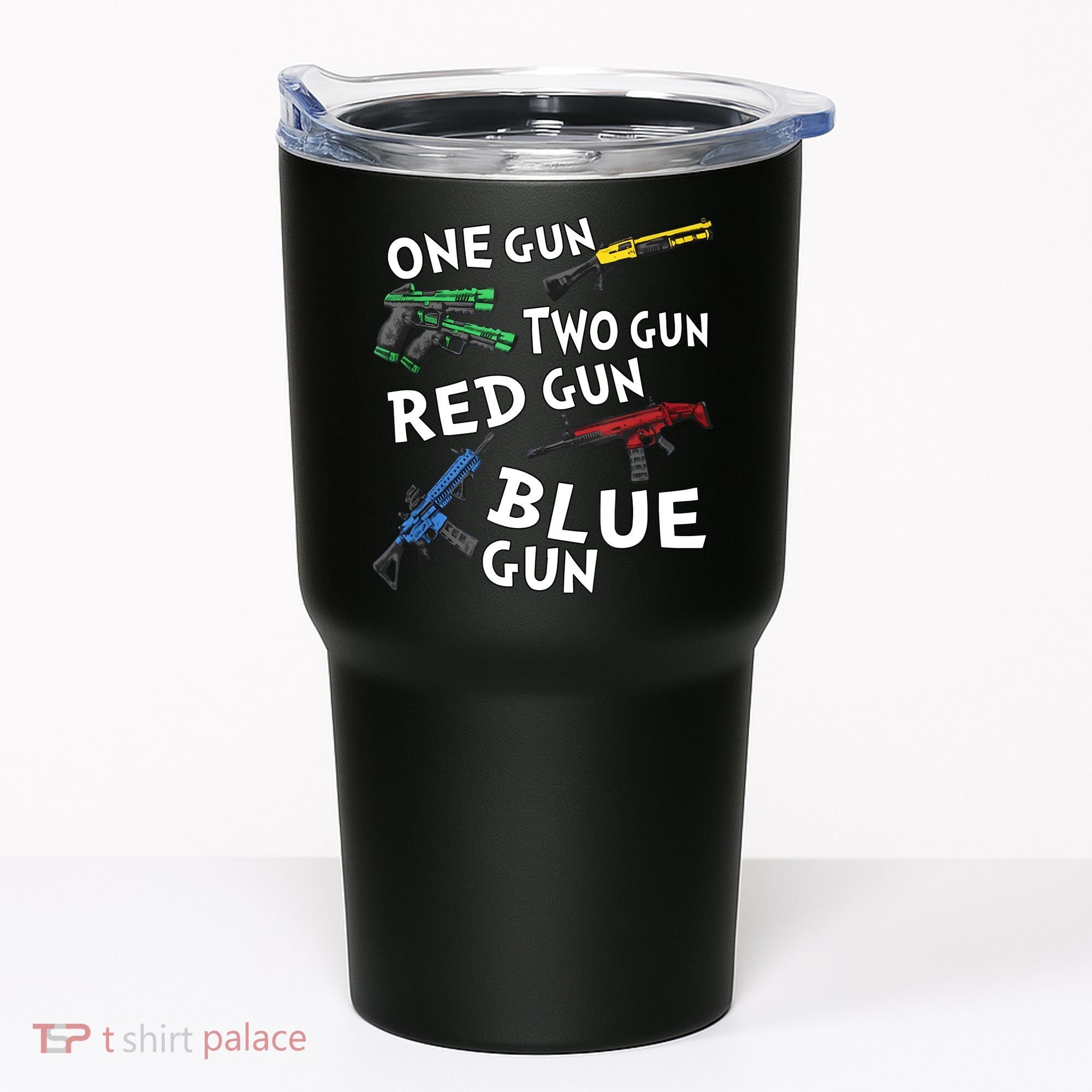 One Gun Two Gun Red Gun Blue Gun Tumbler