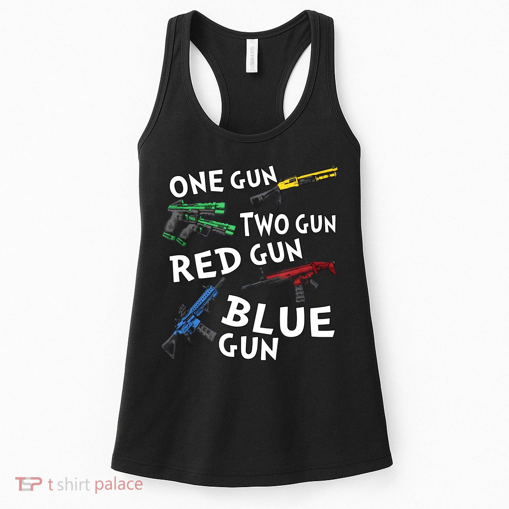 One Gun Two Gun Red Gun Blue Gun Women's Tank Top