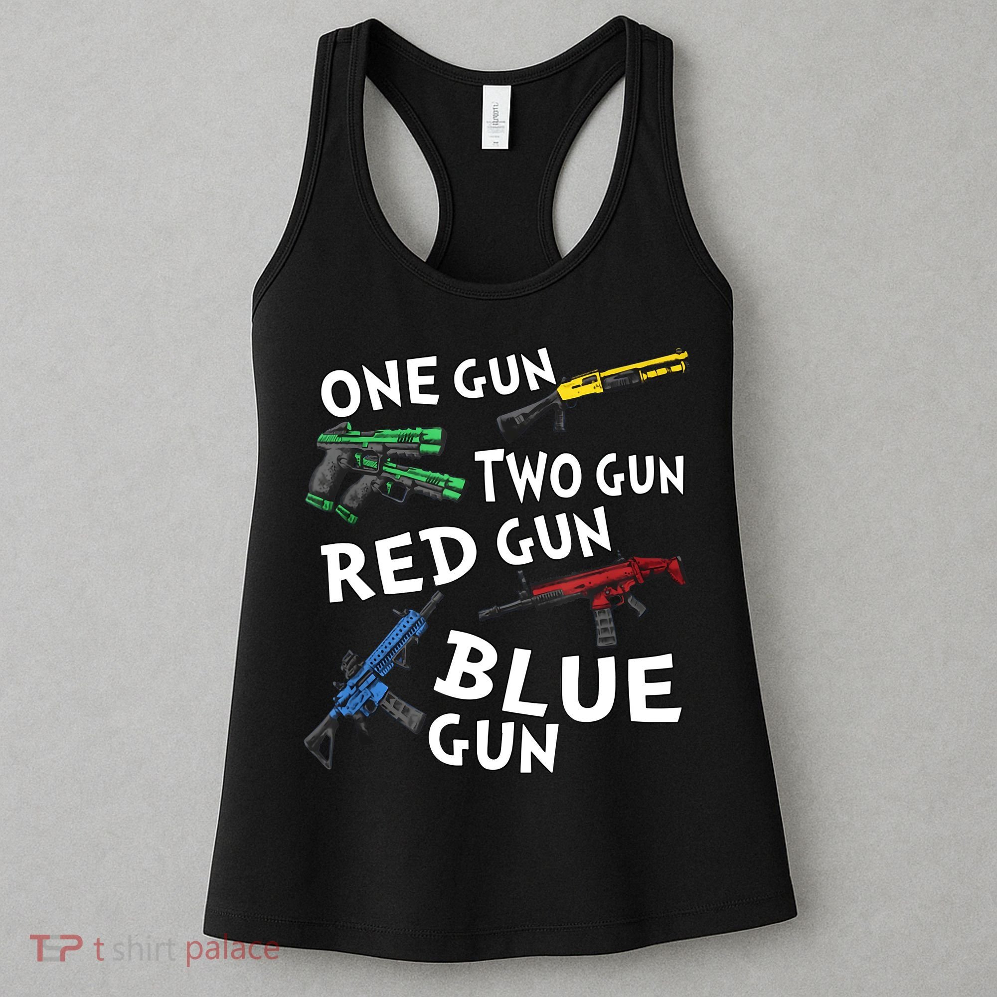 One Gun Two Gun Red Gun Blue Gun Women's Tank Top