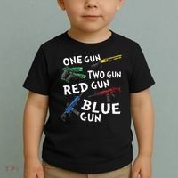 One Gun Two Gun Red Gun Blue Gun Toddler T-Shirt thumb 2
