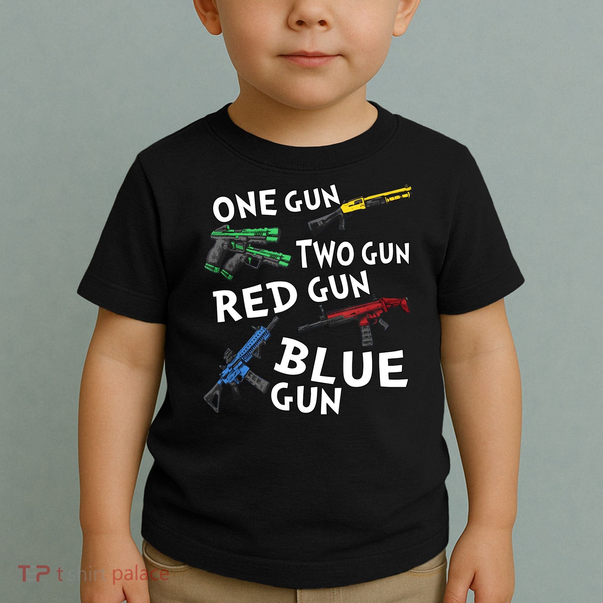 One Gun Two Gun Red Gun Blue Gun Toddler T-Shirt