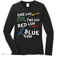 One Gun Two Gun Red Gun Blue Gun Women's Long Sleeve Shirt thumb 0