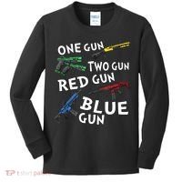 One Gun Two Gun Red Gun Blue Gun Kids Long Sleeve Shirt thumb 0