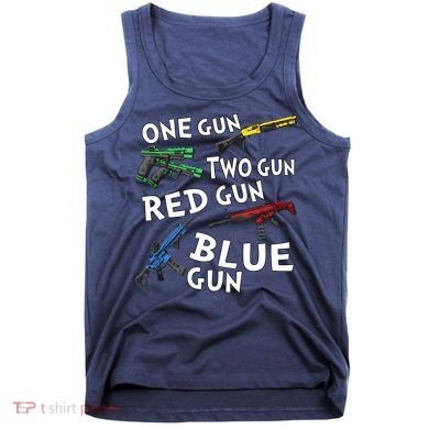 One Gun Two Gun Red Gun Blue Gun Tank Top