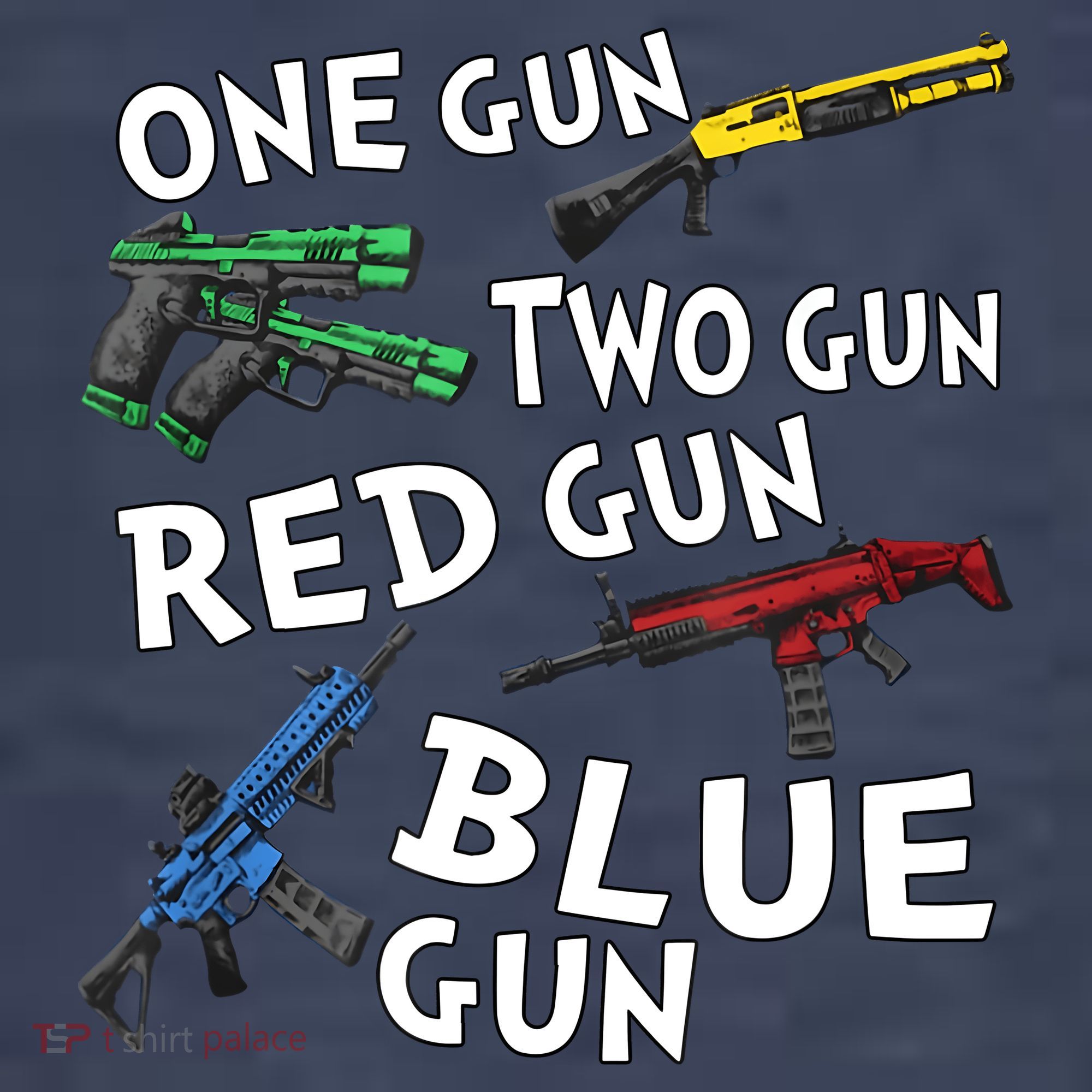 One Gun Two Gun Red Gun Blue Gun Tank Top