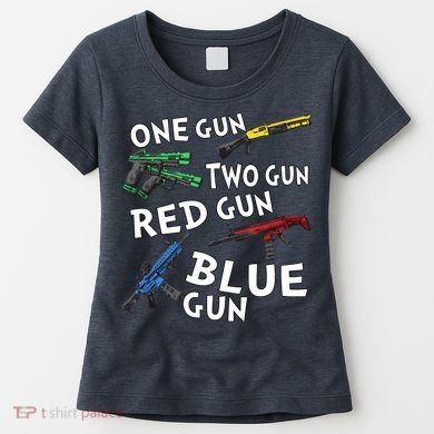 One Gun Two Gun Red Gun Blue Gun Women's T-Shirt