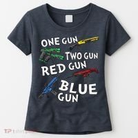 One Gun Two Gun Red Gun Blue Gun Women's T-Shirt thumb 0