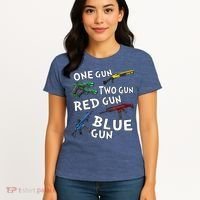 One Gun Two Gun Red Gun Blue Gun Women's T-Shirt thumb 4