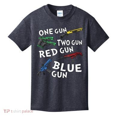 One Gun Two Gun Red Gun Blue Gun Kids T-Shirt