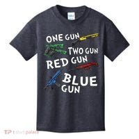 One Gun Two Gun Red Gun Blue Gun Kids T-Shirt thumb 0