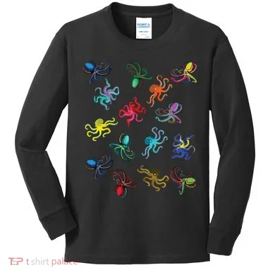 Octopus Gift Tee Octopus Tee Kids Long Sleeve Shirt