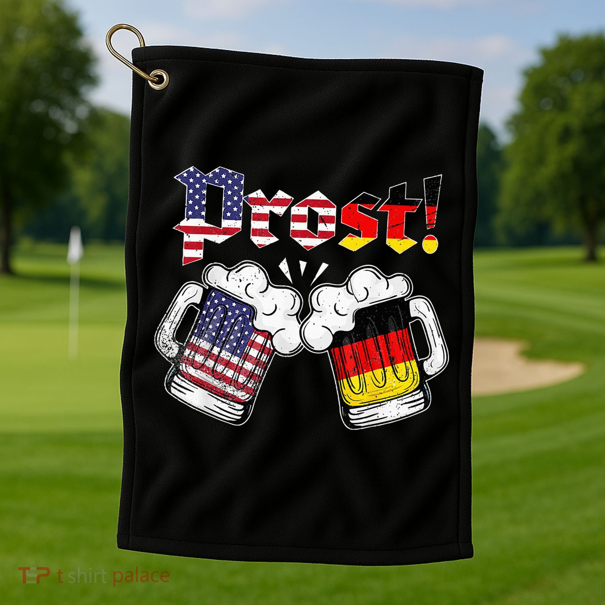 Oktoberfest German USA Flag Beer Octoberfest Prost Golf Towel