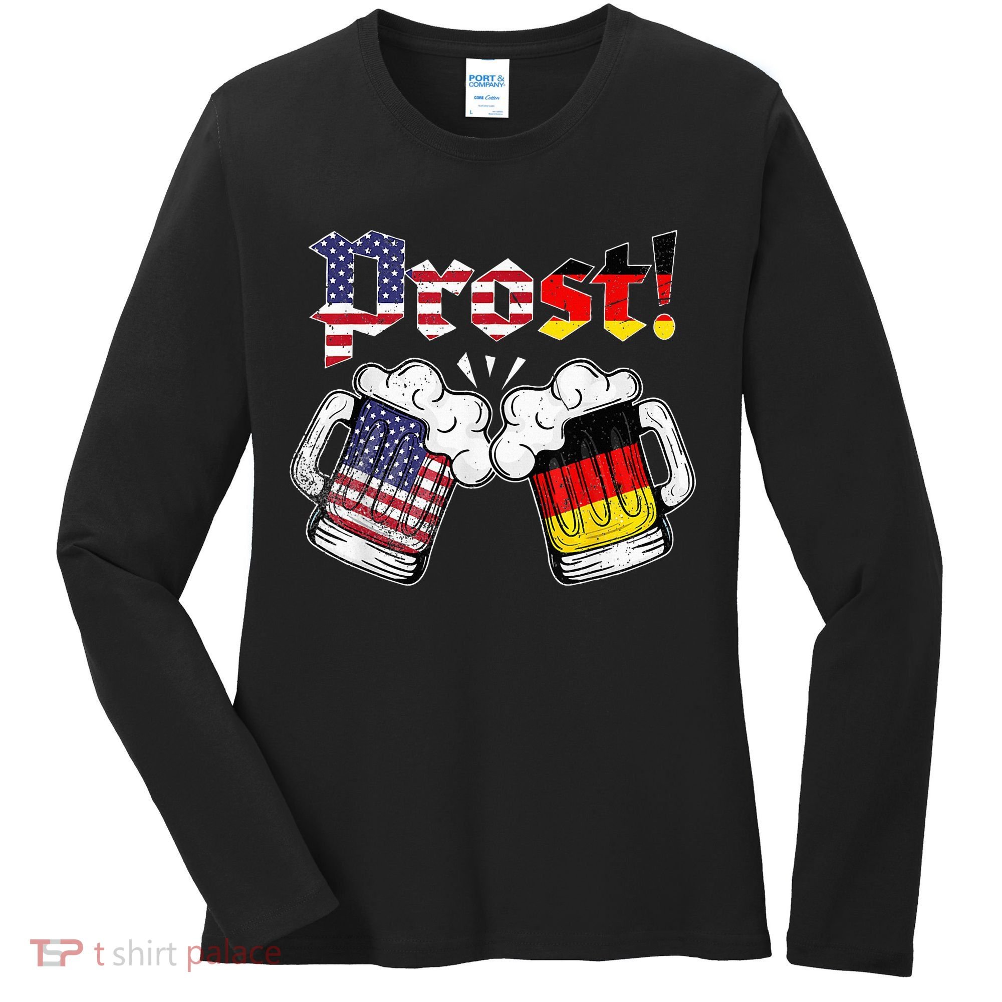 Oktoberfest German USA Flag Beer Octoberfest Prost Women's Long Sleeve Shirt