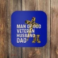 Of God Veteran Husband Dad Christian Jesus Camouflage Gift Coaster thumb 0