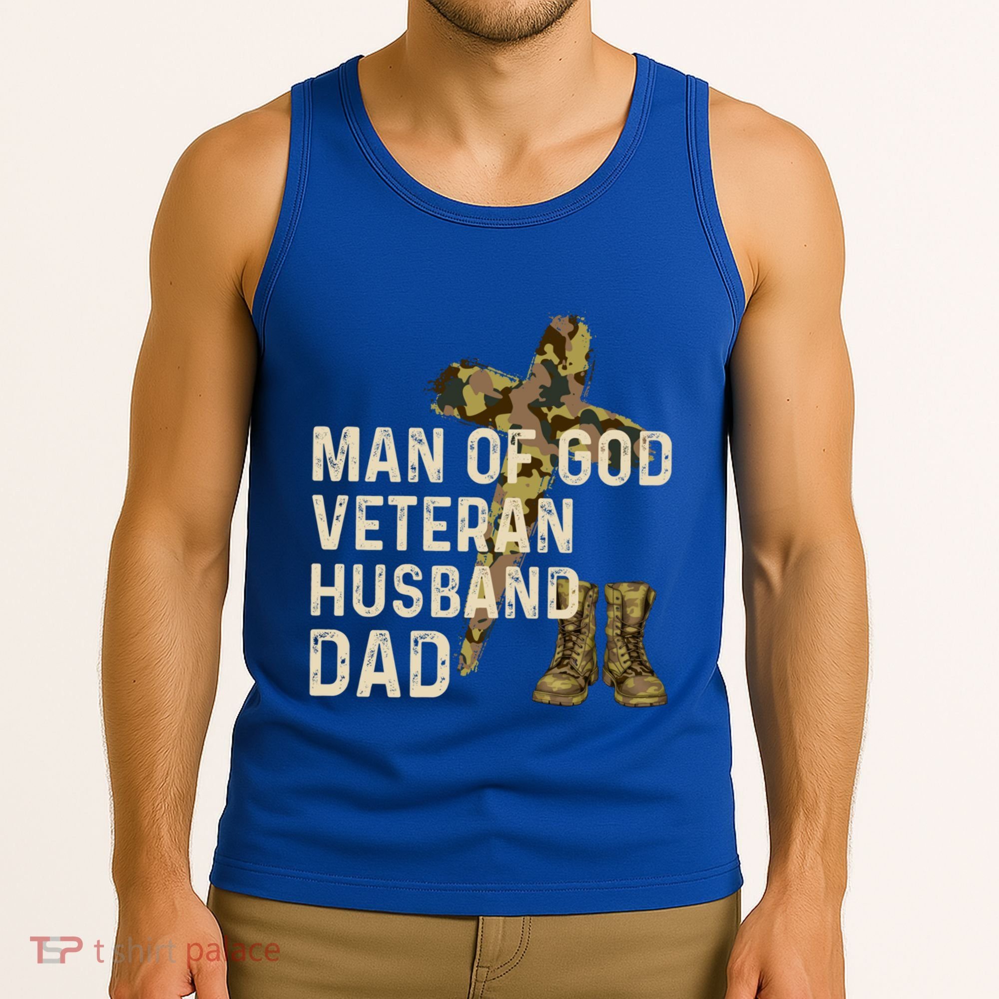 Of God Veteran Husband Dad Christian Jesus Camouflage Gift Tank Top