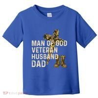 Of God Veteran Husband Dad Christian Jesus Camouflage Gift Toddler T-Shirt thumb 0