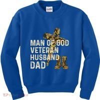 Of God Veteran Husband Dad Christian Jesus Camouflage Gift Kids Sweatshirt thumb 0