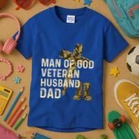 Of God Veteran Husband Dad Christian Jesus Camouflage Gift Kids T-Shirt thumb 3