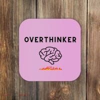 Overthinker Graphic With Picture Of Brain And Fire Coaster thumb 0