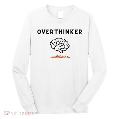 Overthinker Graphic With Picture Of Brain And Fire Long Sleeve Shirt
