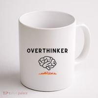 Overthinker Graphic With Picture Of Brain And Fire Coffee Mug thumb 1