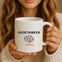 Overthinker Graphic With Picture Of Brain And Fire Coffee Mug thumb 3