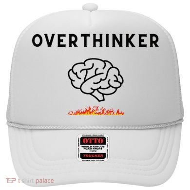 Overthinker Graphic With Picture Of Brain And Fire Hat