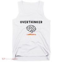 Overthinker Graphic With Picture Of Brain And Fire Tank Top thumb 0