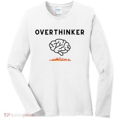 Overthinker Graphic With Picture Of Brain And Fire Women's Long Sleeve Shirt