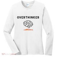 Overthinker Graphic With Picture Of Brain And Fire Women's Long Sleeve Shirt thumb 0