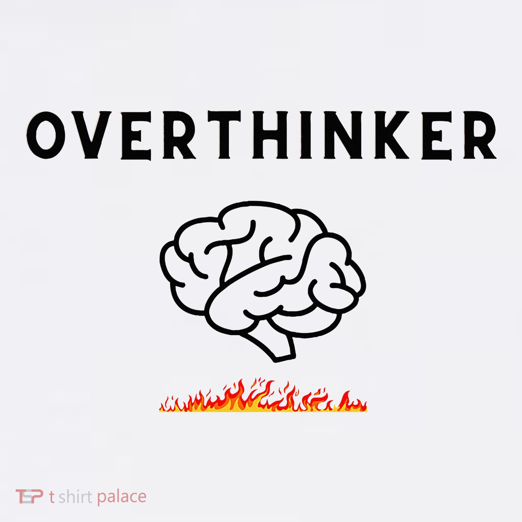 Overthinker Graphic With Picture Of Brain And Fire Women's Long Sleeve Shirt