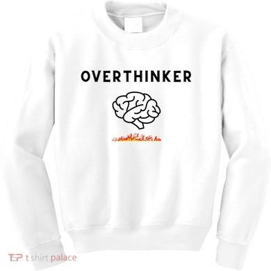 Overthinker Graphic With Picture Of Brain And Fire Kids Sweatshirt