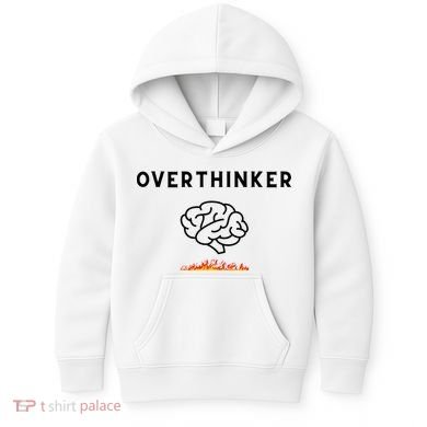 Overthinker Graphic With Picture Of Brain And Fire Kids Hoodie