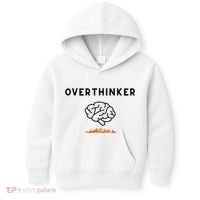 Overthinker Graphic With Picture Of Brain And Fire Kids Hoodie thumb 0