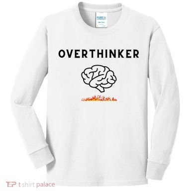 Overthinker Graphic With Picture Of Brain And Fire Kids Long Sleeve Shirt