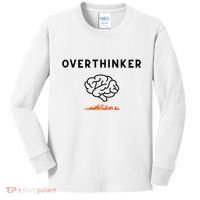 Overthinker Graphic With Picture Of Brain And Fire Kids Long Sleeve Shirt thumb 0