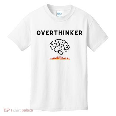 Overthinker Graphic With Picture Of Brain And Fire Kids T-Shirt